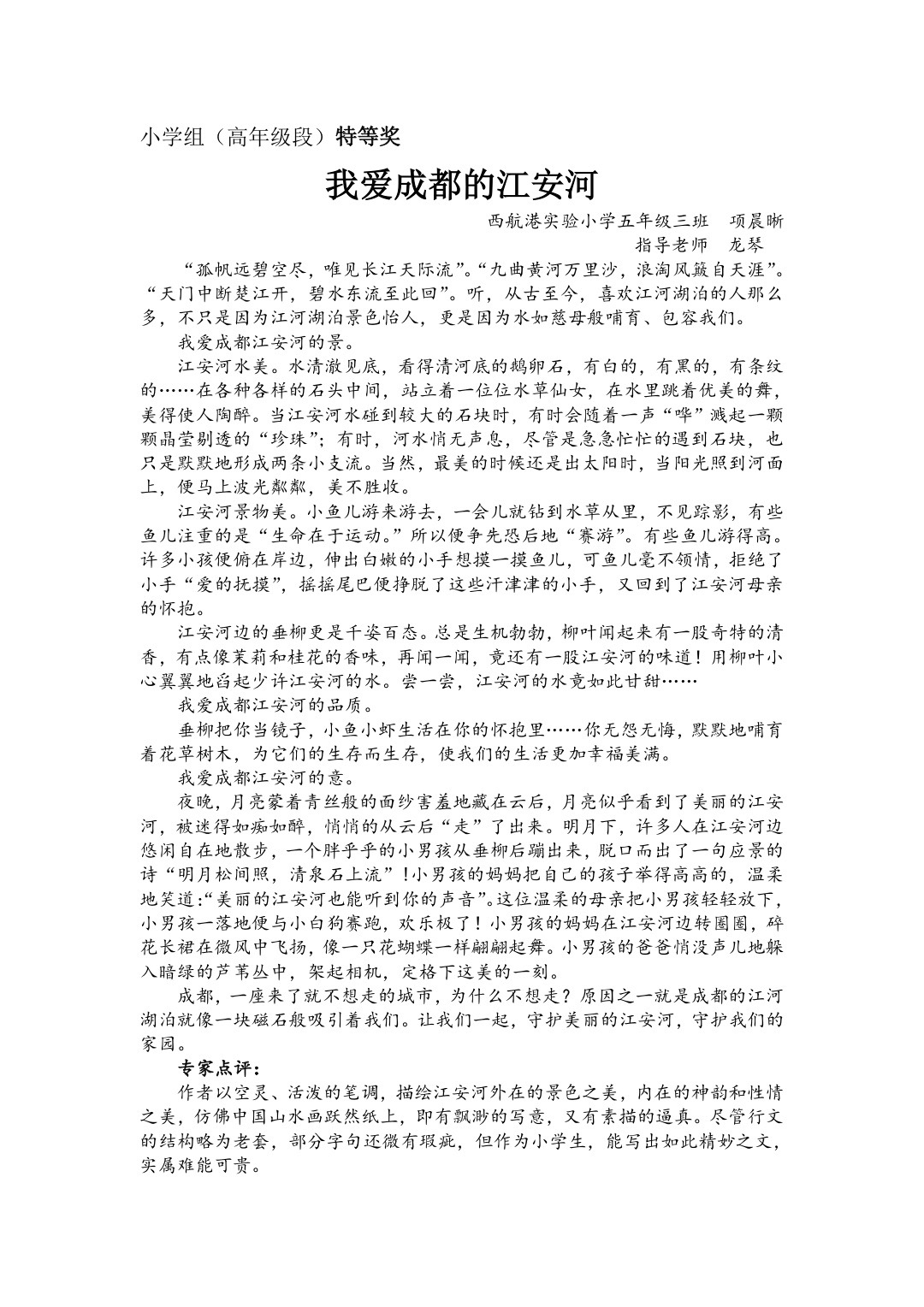 我爱成都的江安河(特等奖)