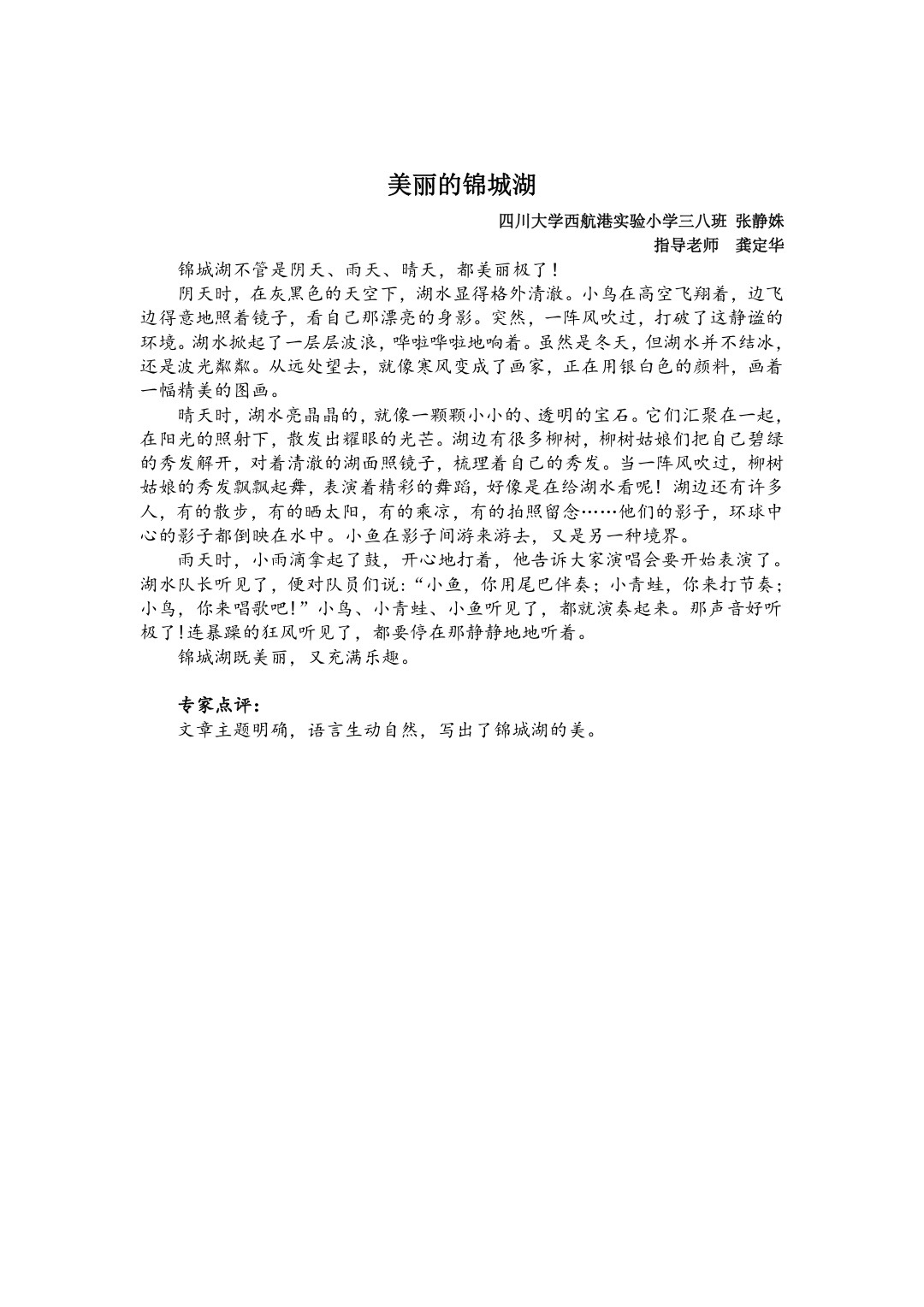 美丽的锦城湖(一等奖)